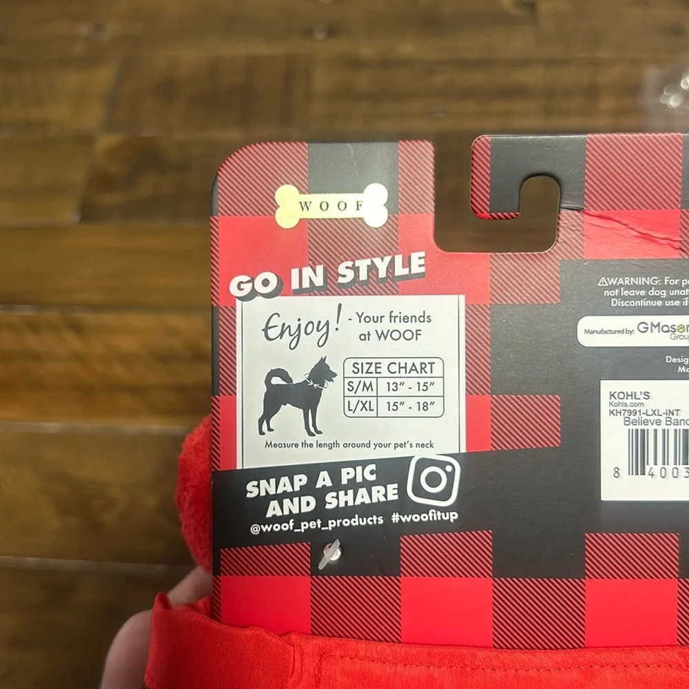 WOOF CHRISTMAS HOLIDAY DOG TOY/BANDANA SET: NEW WITH TAGS: SIZE L/XL